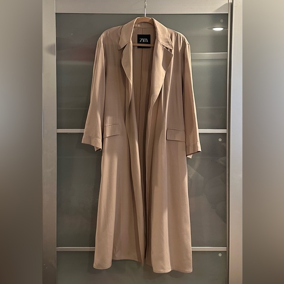 Zara Belted Longline Trench, Size Med - Picture 7 of 8